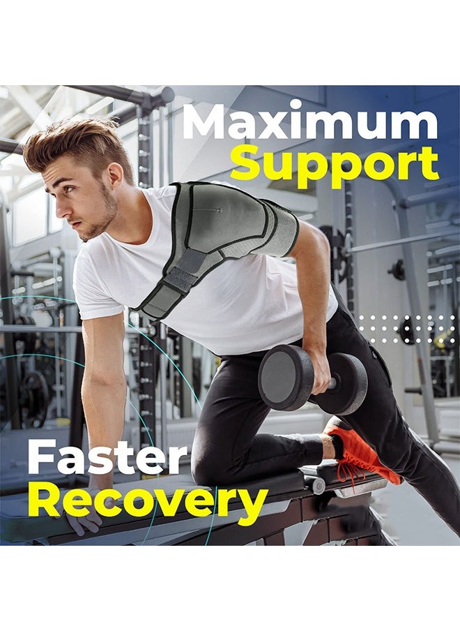 Polish'D Shoulder Brace, Shoulder Support and Compression Sleeve for Torn Rotator Cuff, Dislocated Shoulder, Pain Relief, Adjustable Fits Shoulder Brace Immobilizer Strap with Ice Pack Pocket  - Image 5