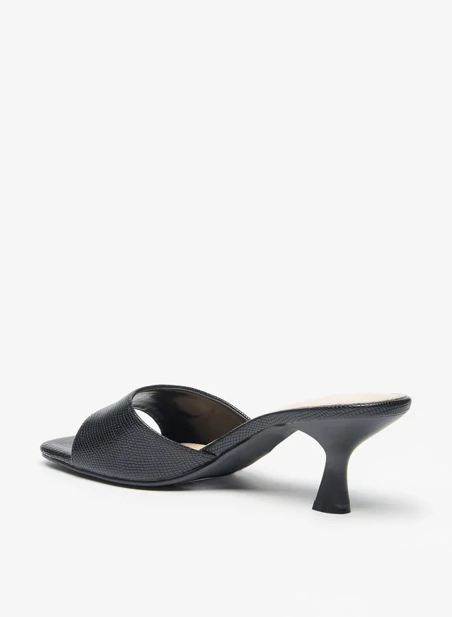 سيليست Women's Textured Slip-On Sandals with Kitten Heels