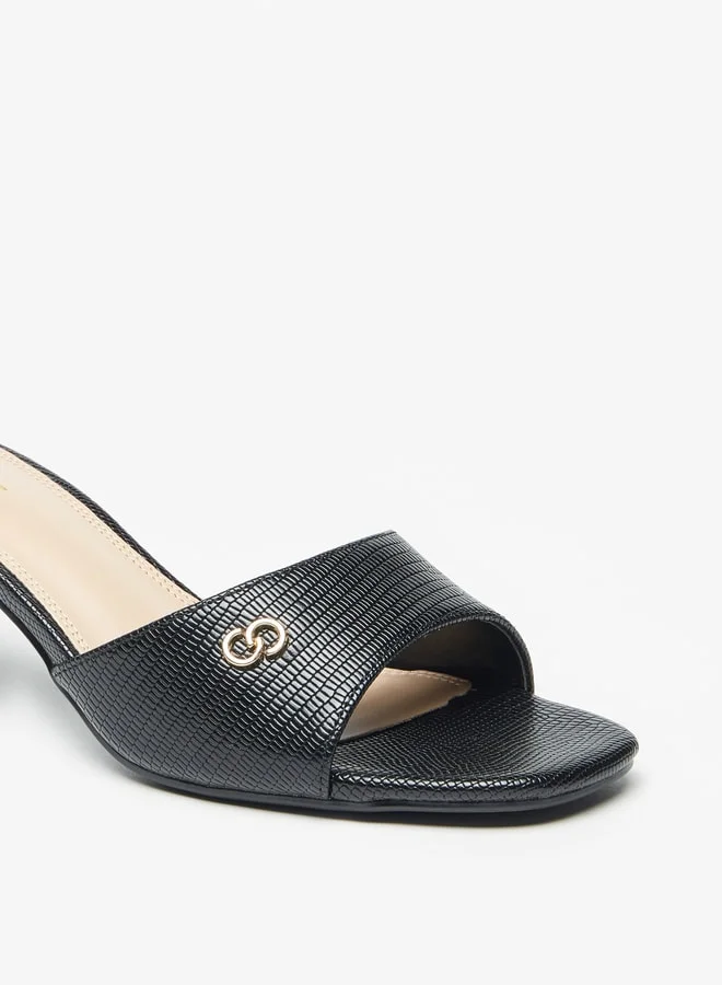 سيليست Women's Textured Slip-On Sandals with Kitten Heels