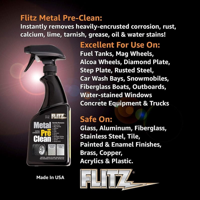 Flitz Metal Pre-Clean - 16oz of USA-Made Stainless Steel Cleaner Spray - Works on Aluminum, Brass, Copper, & More - Tarnish, Rust Remover for Metals - Non-Abrasive Aluminum Deoxidizer (3 Pack) - Image 5