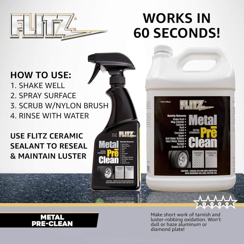 Flitz Metal Pre-Clean - 16oz of USA-Made Stainless Steel Cleaner Spray - Works on Aluminum, Brass, Copper, & More - Tarnish, Rust Remover for Metals - Non-Abrasive Aluminum Deoxidizer (3 Pack) - Image 3