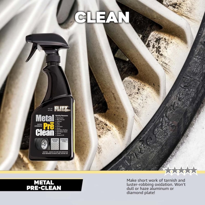 Flitz Metal Pre-Clean - 16oz of USA-Made Stainless Steel Cleaner Spray - Works on Aluminum, Brass, Copper, & More - Tarnish, Rust Remover for Metals - Non-Abrasive Aluminum Deoxidizer (3 Pack) - Image 4