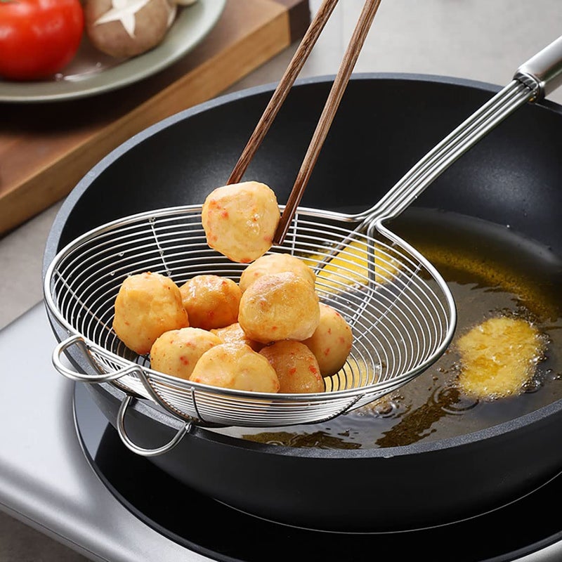 Top Chef Top Chef Deep Fry Strainer Skimmer Ladle Colander for Cooking Frying Brothing Blanching Stainless Steel 54 Premium 1 Pack - Image 3