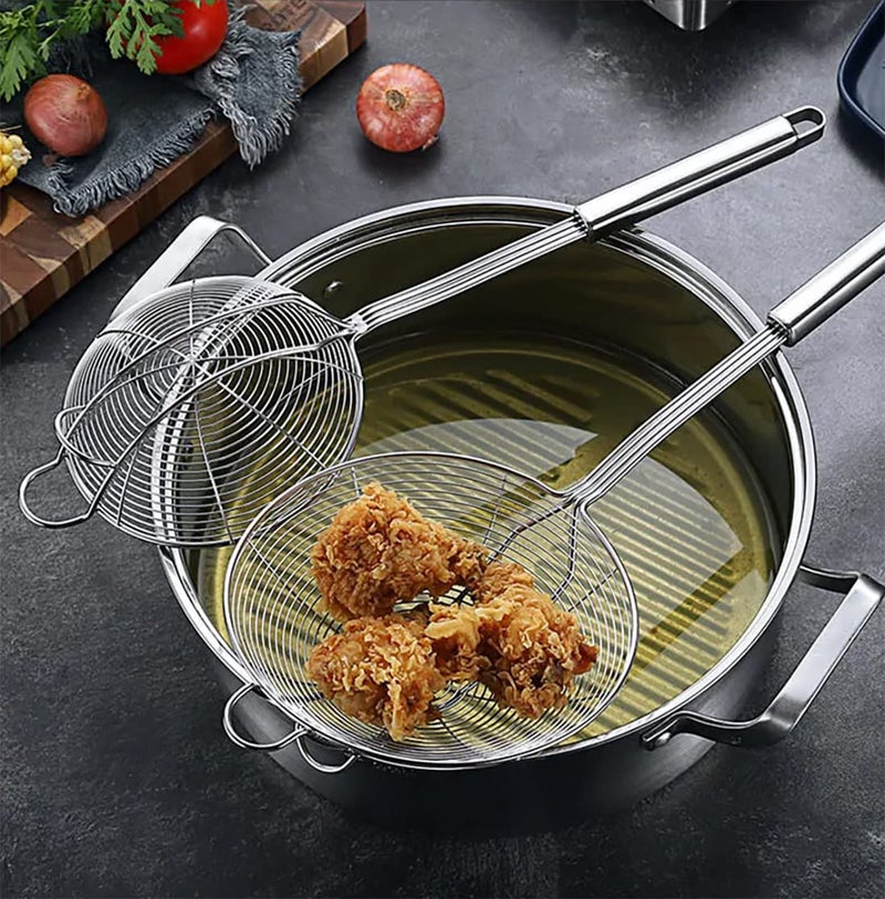 Top Chef Top Chef Deep Fry Strainer Skimmer Ladle Colander for Cooking Frying Brothing Blanching Stainless Steel 54 Premium 1 Pack - Image 4