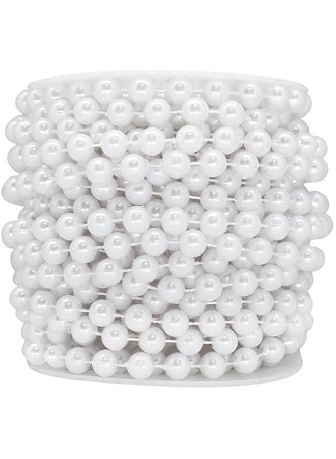 Arabest 8mm Pearl Strands,50ft  Tree Beads Artificial Pearls Beads Garland Plastic Beads Roll for DIY Decoration Supplies (White) - Image 1