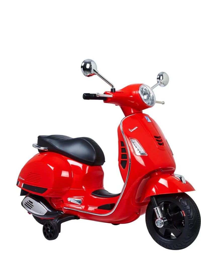 فيسبا دراجة نارية كهربائية للأطفال من فيسبا – سكوتر بثلاث عجلات باللون الأحمر مع أضواء LED وأصوات محرك ووظيفة التقدم/التراجع وعجلات تدريب – دراجة لعبة تعمل بالبطارية 6 فولت مناسبة للأطفال من عمر 3 إلى 5 سنوات - Image 1