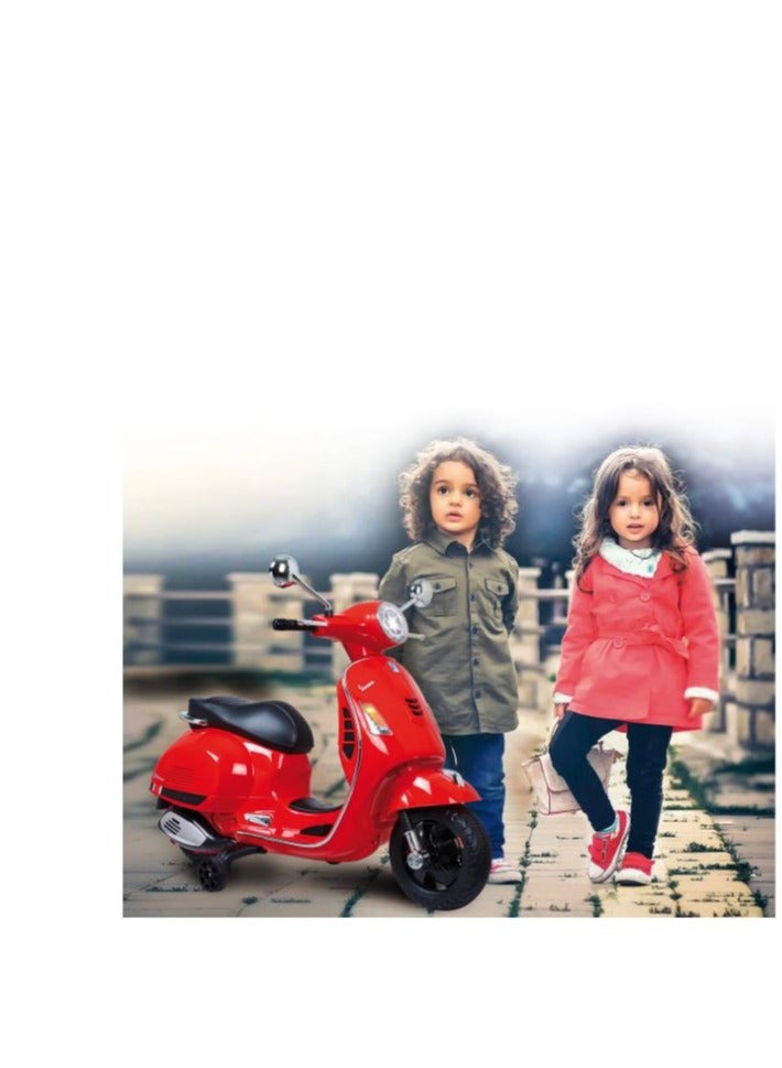 فيسبا دراجة نارية كهربائية للأطفال من فيسبا – سكوتر بثلاث عجلات باللون الأحمر مع أضواء LED وأصوات محرك ووظيفة التقدم/التراجع وعجلات تدريب – دراجة لعبة تعمل بالبطارية 6 فولت مناسبة للأطفال من عمر 3 إلى 5 سنوات - Image 2