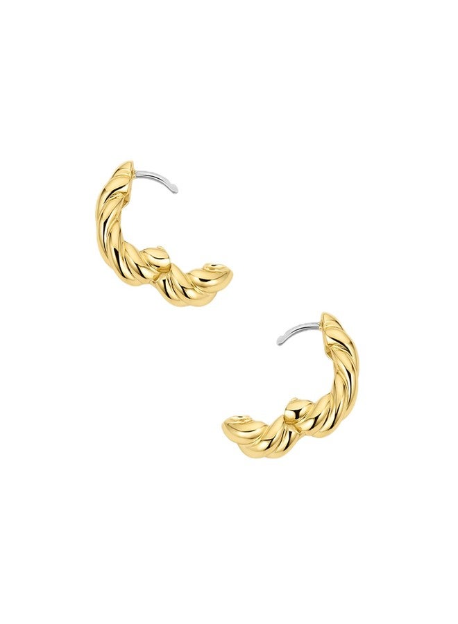 gorjana - Crew Helium Huggies - 18k Gold or Silver - Daily Earring Wear - Unique Rope Texture - Lightweight Helium Design - Secure Hinge Closure - Image 4