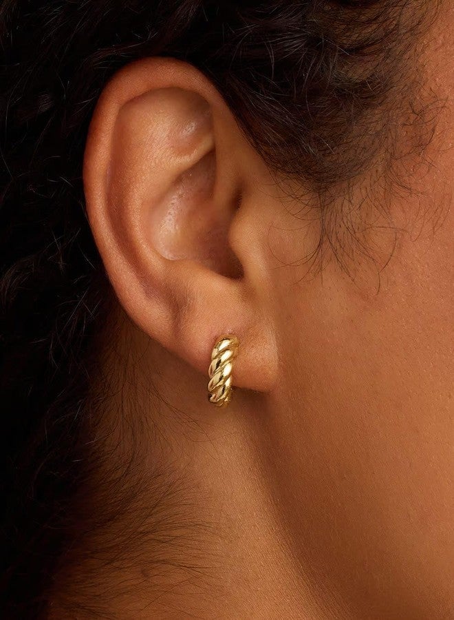 gorjana - Crew Helium Huggies - 18k Gold or Silver - Daily Earring Wear - Unique Rope Texture - Lightweight Helium Design - Secure Hinge Closure - Image 2