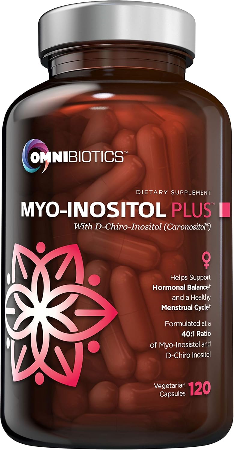 OmniBiotics MyoInositol  DChiro Inositol Supplement with 401 Ratio for Hormone Balance for Women  Women Supplement to Support Reproductive Health  Ovarian Function NonGMO  120 Vegan Capsules - Image 1