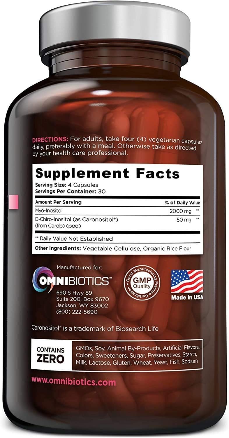 OmniBiotics MyoInositol  DChiro Inositol Supplement with 401 Ratio for Hormone Balance for Women  Women Supplement to Support Reproductive Health  Ovarian Function NonGMO  120 Vegan Capsules - Image 3