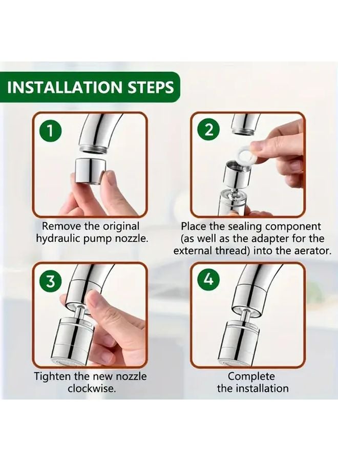 صنبور ثنائي الوضع متين دوار 360 درجة مقاوم للرش التثبيت السريع لحوض المطبخ والحمام - Image 3