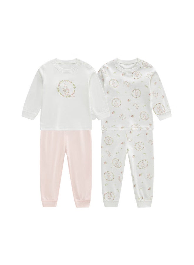 Labi Baby Girls' Autumn Winter Thermal Underwear Set Pajamas Sleepwear Pink Size 73 - Image 3