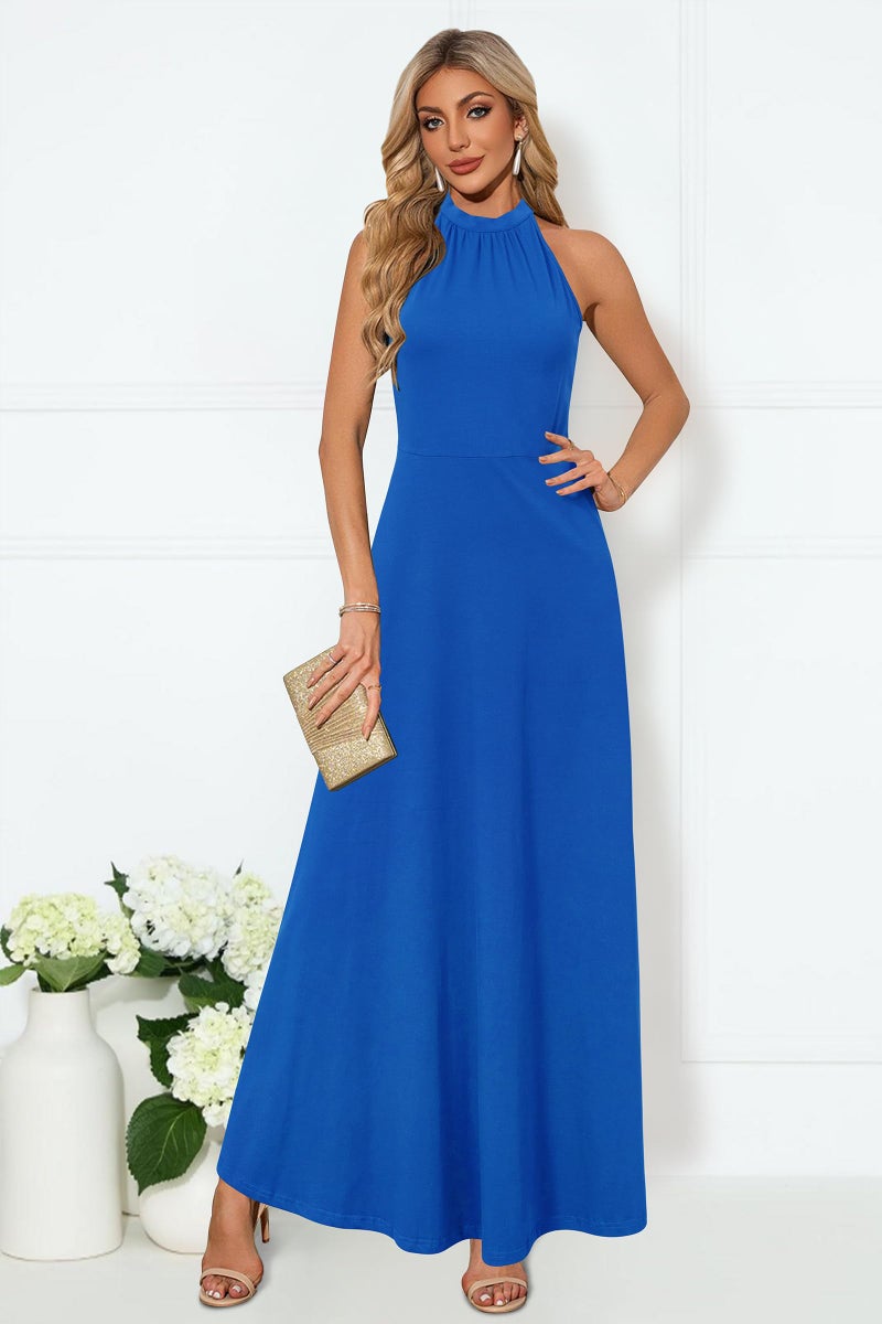 STYLEWORD Women's Summer Halter Neck Long Formal Dress Sexy Sleeveless Cocktail Evening Party Wedding Guest Maxi Dresses(Royal Blue,S) - Image 3
