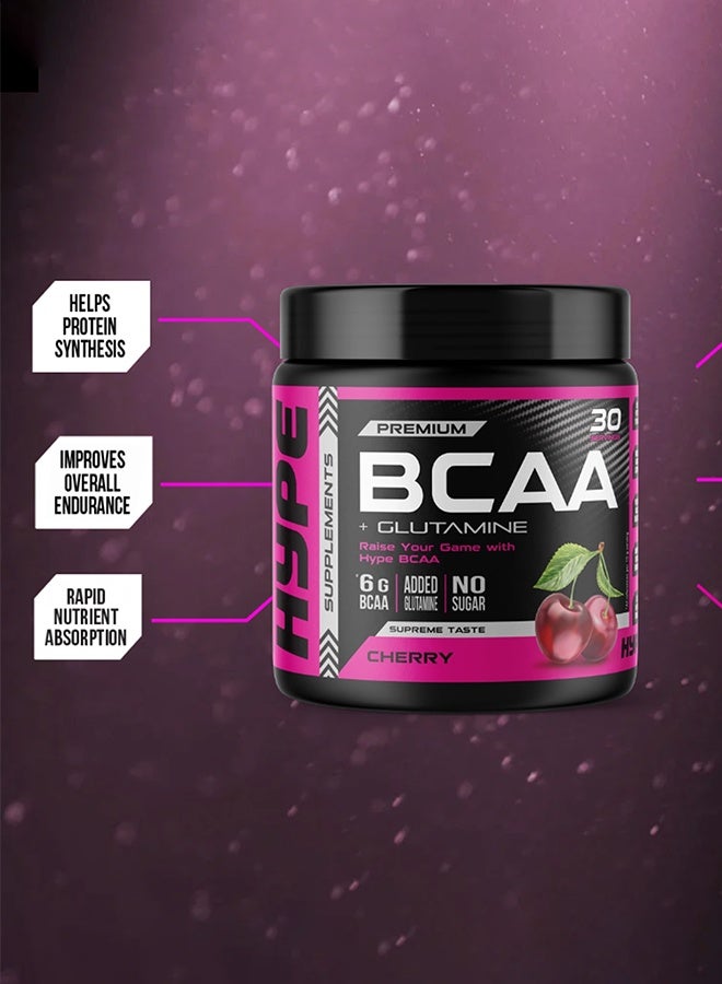 هايب بي سي إيه إيه + جلوتامين | ٣٠٠ غرام | نكهة الكرز، ٦ غرام BCAA بنسبة ٢:١:١ مع جلوتامين مضاف - Image 3