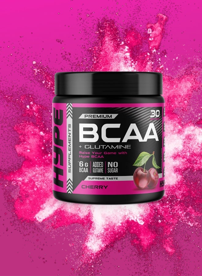 هايب بي سي إيه إيه + جلوتامين | ٣٠٠ غرام | نكهة الكرز، ٦ غرام BCAA بنسبة ٢:١:١ مع جلوتامين مضاف - Image 2