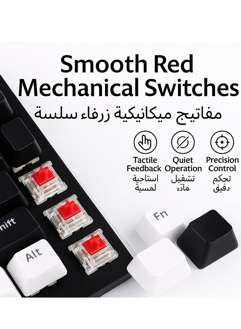 أيه بي جي كيبورد قيمنق ميكانيكي بسويتش أحمر - مضاء بخاصية RGB - تصميم لوحة مفاتيح عربي وإنجليزي - كيبورد مغناطيسي للألعاب - Image 2