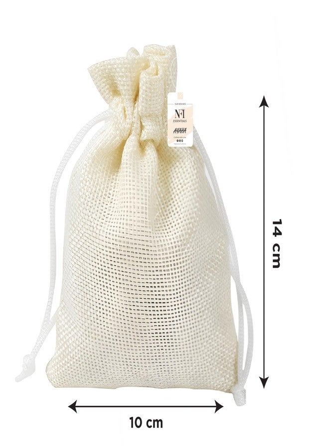 NFI essentials Jute Potli Gift Pouches for Return Gift, Pack of 50 Pcs (10x14 cm), Drawstring Burlap Pouch For Return Organza Candy Gifts, Nikah, Birthday Suruku Pai Pouch - Image 4
