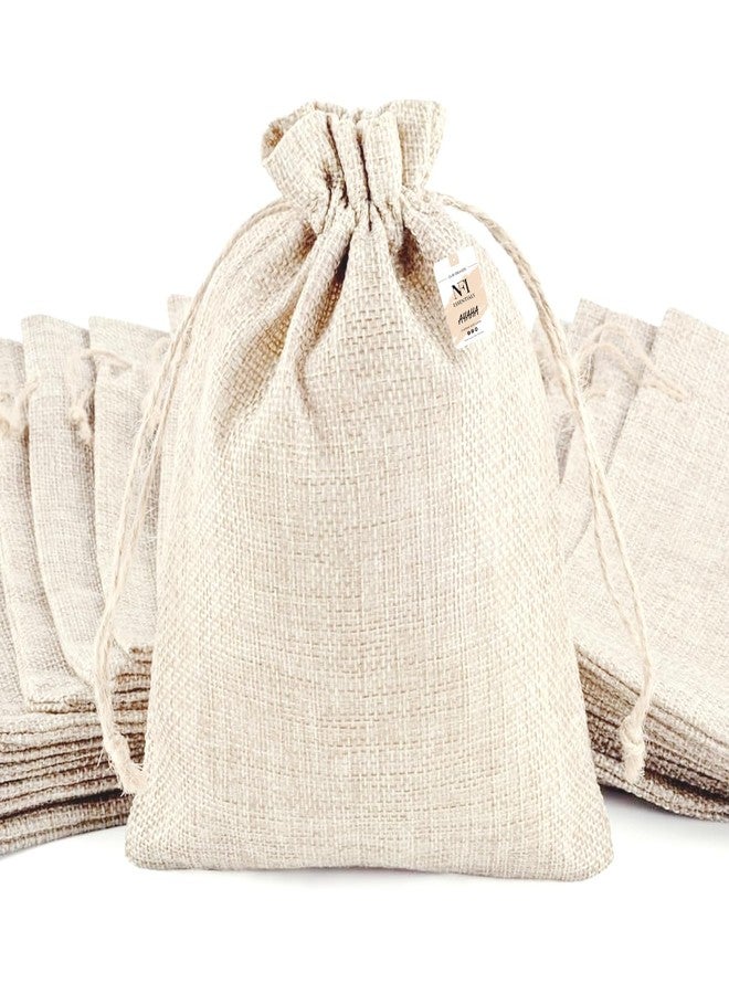 NFI essentials Jute Potli Gift Pouches for Return Gift, Pack of 50 Pcs (10x14 cm), Drawstring Burlap Pouch For Return Organza Candy Gifts, Nikah, Birthday Suruku Pai Pouch - Image 1
