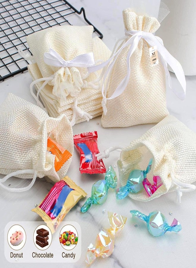 NFI essentials Jute Potli Gift Pouches for Return Gift, Pack of 50 Pcs (10x14 cm), Drawstring Burlap Pouch For Return Organza Candy Gifts, Nikah, Birthday Suruku Pai Pouch - Image 2
