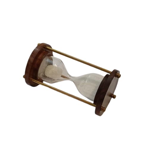 1 Minute Antique Wooden and Brass Sand Timer Hour Glass Sandglass Clock Ideal for Exercise Tea Making Antique Nautical Decor Theme 1 Minutes Home & Office Décor  - Image 3