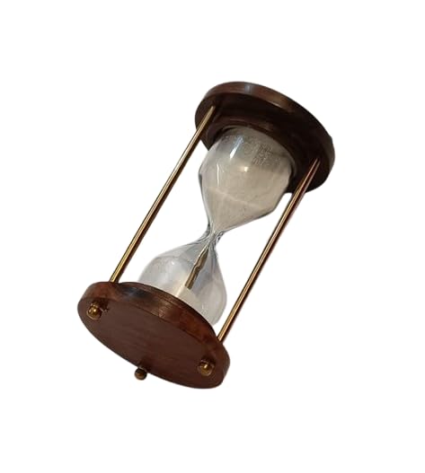 1 Minute Antique Wooden and Brass Sand Timer Hour Glass Sandglass Clock Ideal for Exercise Tea Making Antique Nautical Decor Theme 1 Minutes Home & Office Décor  - Image 2
