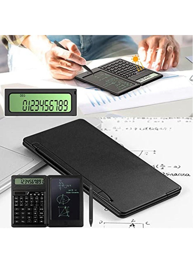 Scientific Calculators with Writing Tablet, 10-Digit LCD Display & Cover, Solar and Battery Powered, Handheld Small Math Basic Calculator for Office, High School & College Students