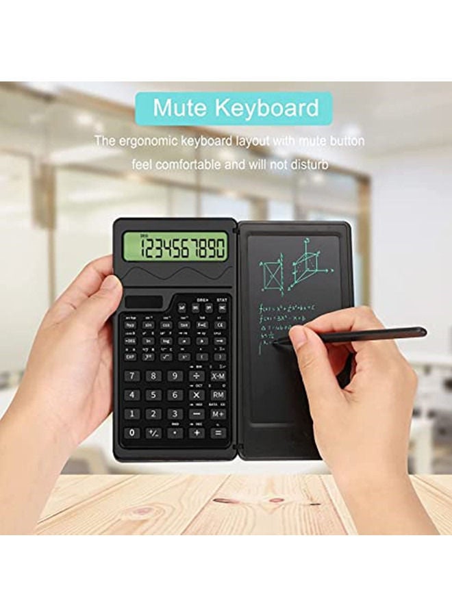 Scientific Calculators with Writing Tablet, 10-Digit LCD Display & Cover, Solar and Battery Powered, Handheld Small Math Basic Calculator for Office, High School & College Students
