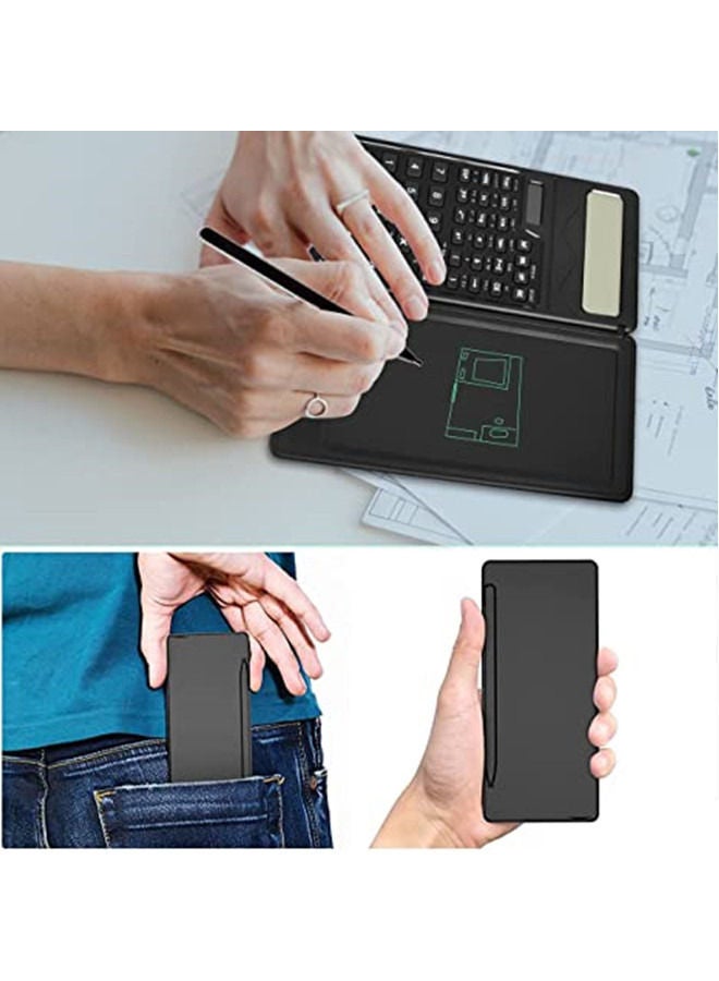 Scientific Calculators with Writing Tablet, 10-Digit LCD Display & Cover, Solar and Battery Powered, Handheld Small Math Basic Calculator for Office, High School & College Students
