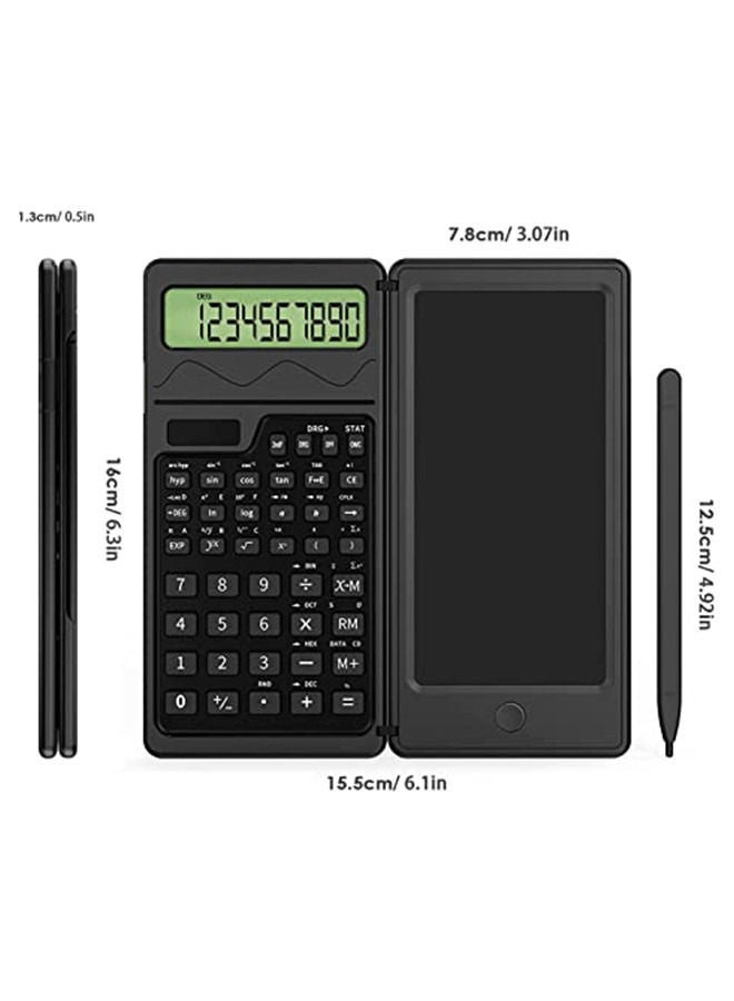 Scientific Calculators with Writing Tablet, 10-Digit LCD Display & Cover, Solar and Battery Powered, Handheld Small Math Basic Calculator for Office, High School & College Students
