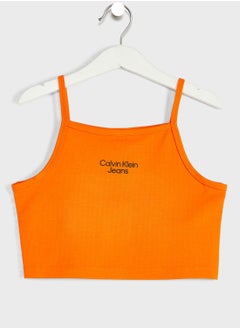 Kids Stacked Logo Punto Strap Top