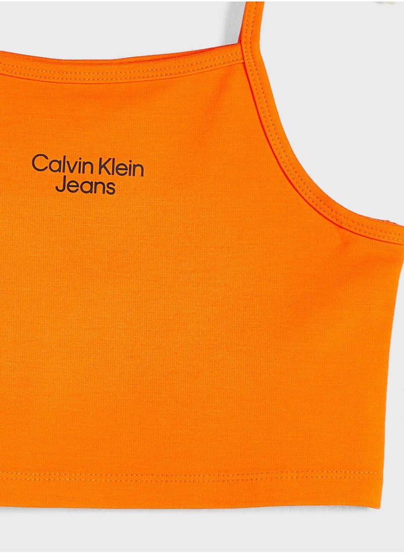 Calvin Klein Jeans - Kids Stacked Logo Punto Strap Top - Image 1