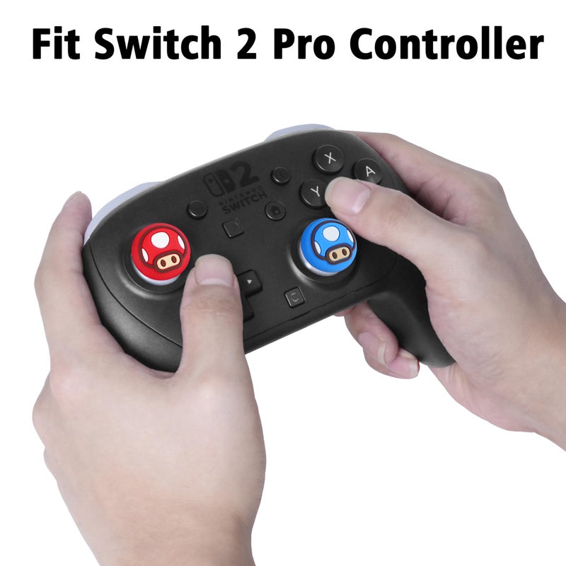 TIKOdirect Thumb Grip Caps Compatible with Switch 2/ Switch 2 Pro Controller, Silicone Joystick Caps Grips 4PCS Soft Protective Button Cover, Red - Image 2