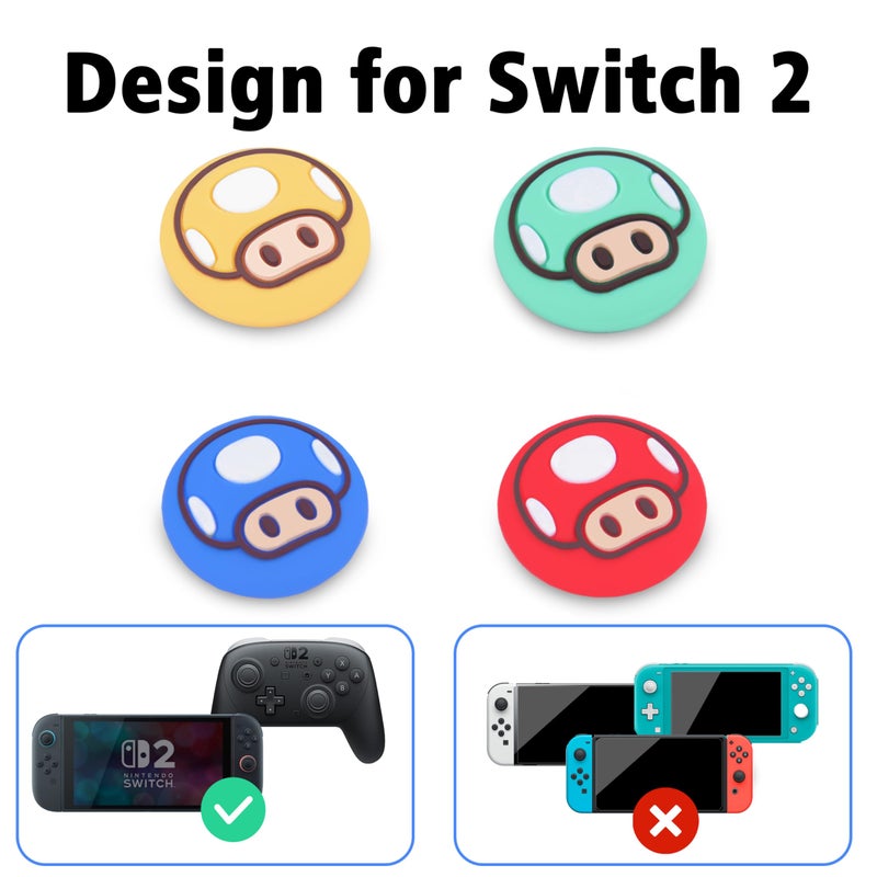 TIKOdirect Thumb Grip Caps Compatible with Switch 2/ Switch 2 Pro Controller, Silicone Joystick Caps Grips 4PCS Soft Protective Button Cover, Red - Image 3