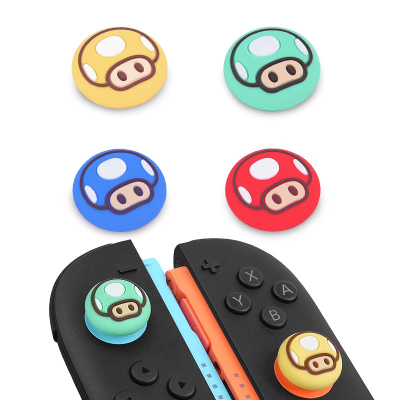 TIKOdirect Thumb Grip Caps Compatible with Switch 2/ Switch 2 Pro Controller, Silicone Joystick Caps Grips 4PCS Soft Protective Button Cover, Red - Image 1