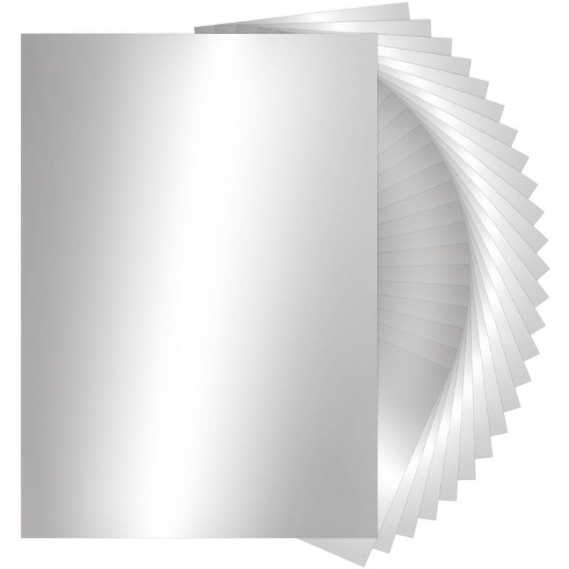 PENPRIS 25 Sheets Sliver Mirror Cardstock Paper - 250gsm/92Ib Metallic Reflective Paper for Crafts, A4 Foil Cardstock for DIY Projects Birthday Party Decoration PAP20SR25 - Image 1