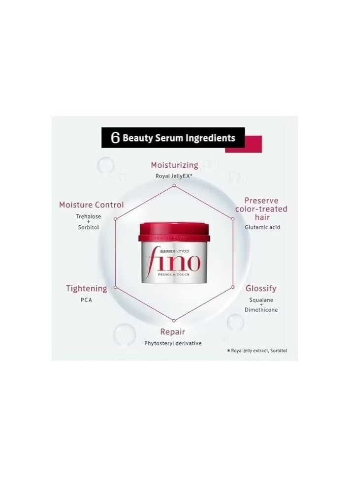 Shiseido Fino Premium Touch Hair Mask 230g – Original Japanese Deep Repair & Moisturizing Treatment for Dry, Damaged, Frizzy & Colored Hair - Image 3