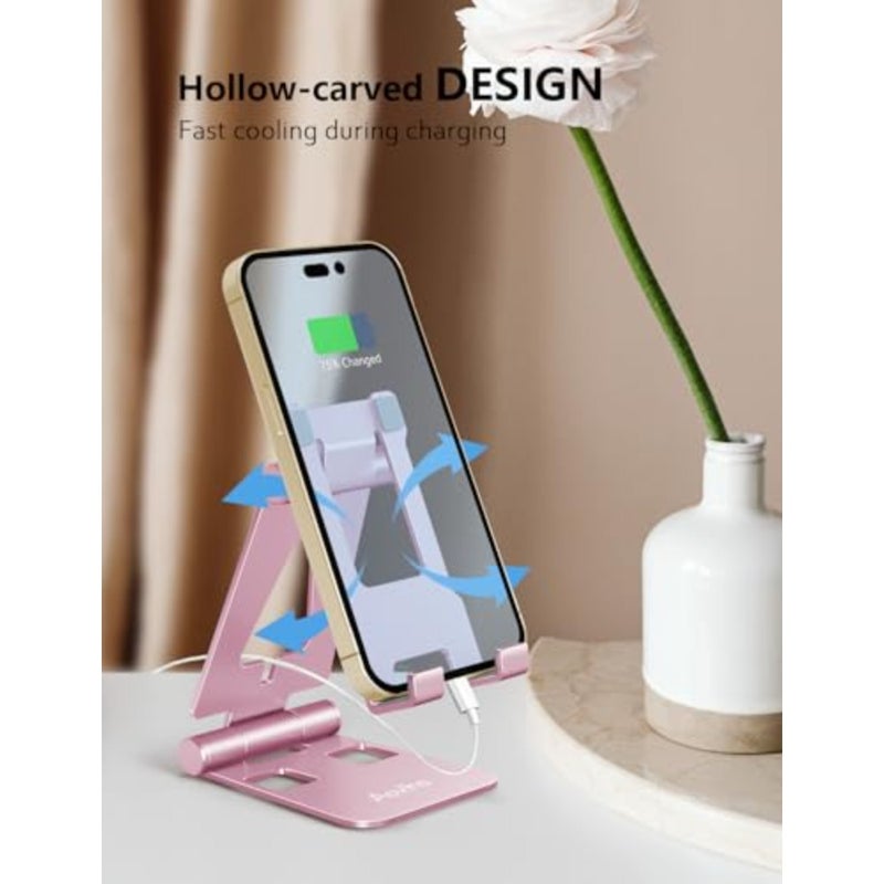 Foldable Cell Phone Stand for Desk, Adjustable Phone Holder for Office, Video Calls and Streaming, Portable Desktop Phone Dock Compatible with iPhone 17 16 15 14, Samsung Galaxy - Image 5