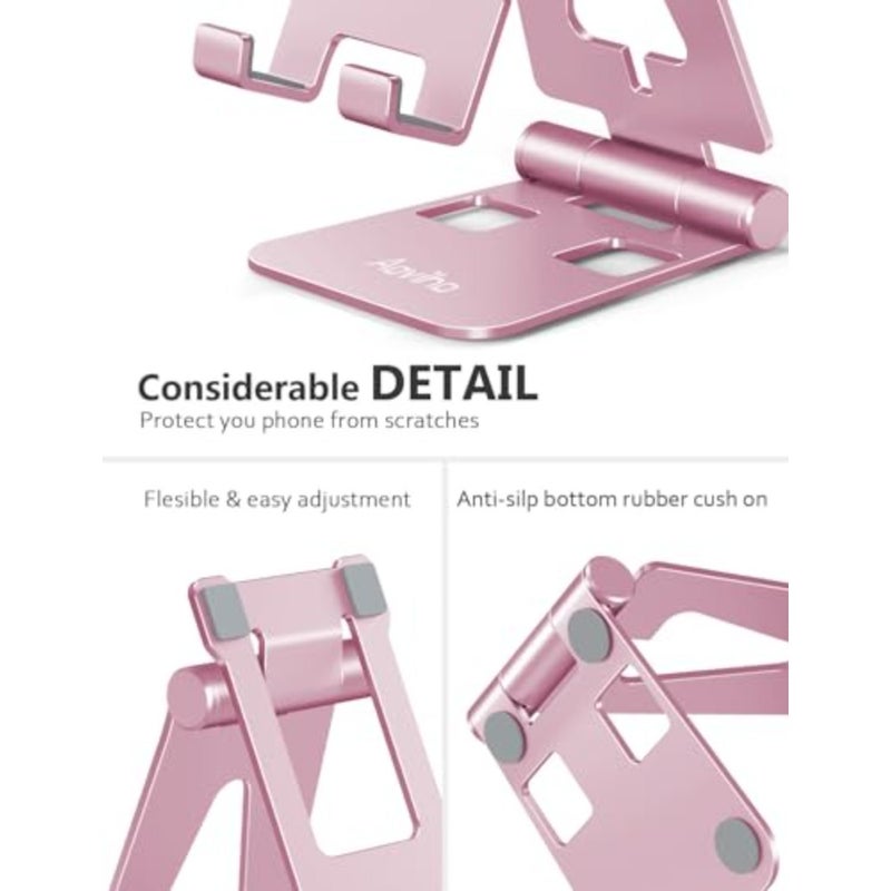 Foldable Cell Phone Stand for Desk, Adjustable Phone Holder for Office, Video Calls and Streaming, Portable Desktop Phone Dock Compatible with iPhone 17 16 15 14, Samsung Galaxy - Image 3