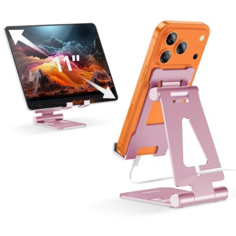 Foldable Cell Phone Stand for Desk, Adjustable Phone Holder for Office, Video Calls and Streaming, Portable Desktop Phone Dock Compatible with iPhone 17 16 15 14, Samsung Galaxy - Image 1