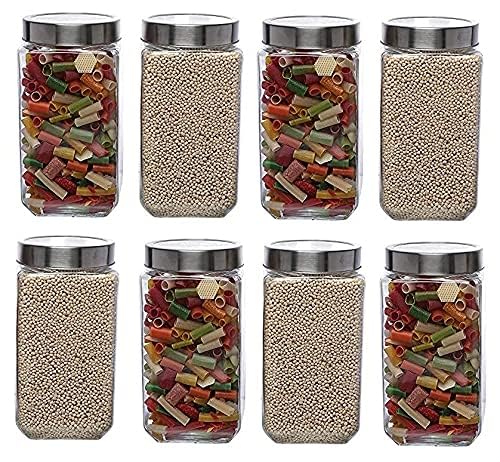 Home Stuffs Glass Jar and Container 1800ml with Rust Proof Air Tight Lid 2 Liter for Kitchen Storage Pickle jar Square Glass jar Sauce jar jam jar Pack of 2 - Image 1