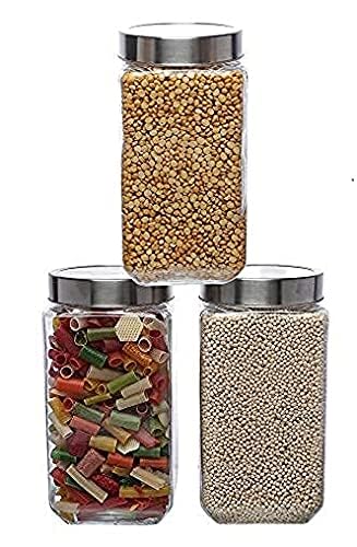 Home Stuffs Glass Jar and Container 1800ml with Rust Proof Air Tight Lid 2 Liter for Kitchen Storage Pickle jar Square Glass jar Sauce jar jam jar Pack of 2 - Image 3