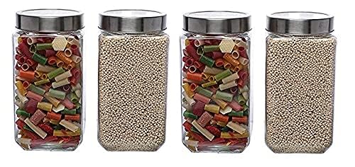 Home Stuffs Glass Jar and Container 1800ml with Rust Proof Air Tight Lid 2 Liter for Kitchen Storage Pickle jar Square Glass jar Sauce jar jam jar Pack of 2 - Image 2