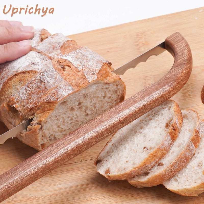 Uprichya Wooden Bread Bow Knife for Sourdough, Bread Saw for Homemade Bread, Sourdough Knife Slicer for Slicing, Sourdough Bread Cutter - Image 2