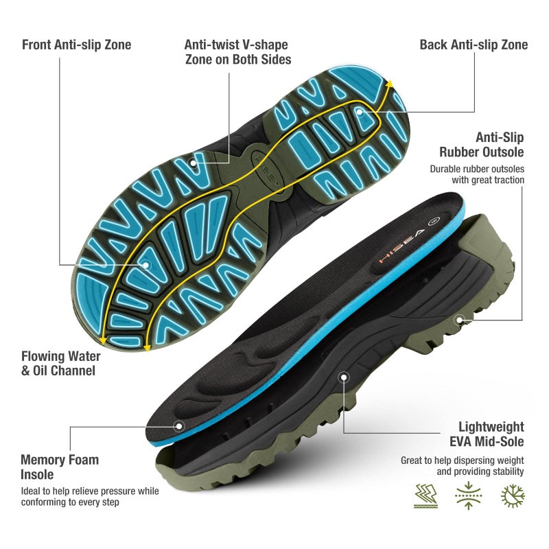 HISEA Rubber Rain Boots for Men, Waterproof Insulated Neoprene Hunting Boots, Durable Anti-Slip Outdoor Mud Boots for Hunting Gardening Farming Fishing Yard Working, Size 11 Green - Image 5