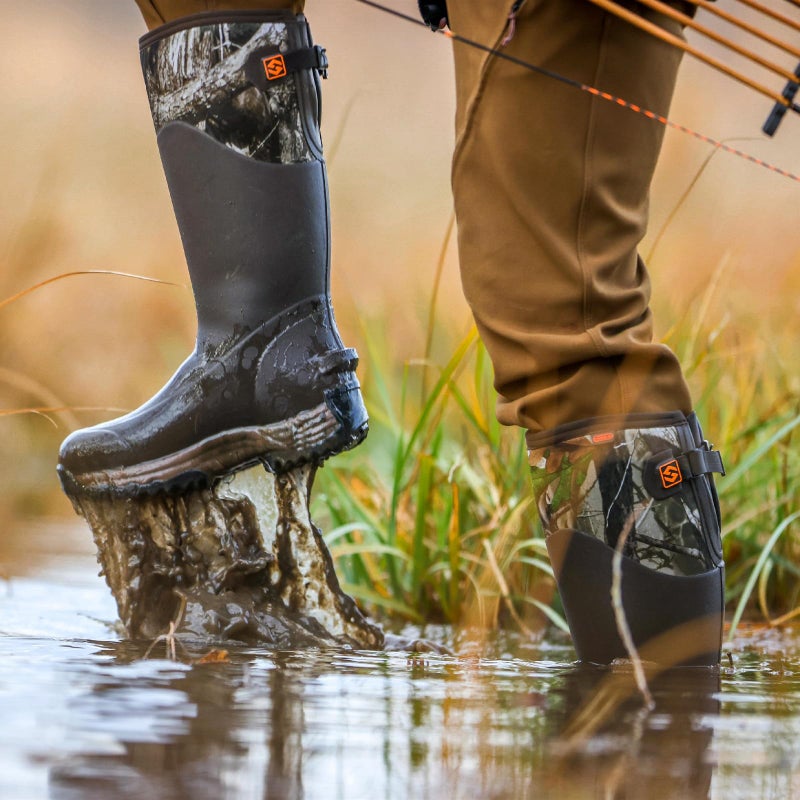HISEA Rubber Rain Boots for Men, Waterproof Insulated Neoprene Hunting Boots, Durable Anti-Slip Outdoor Mud Boots for Hunting Gardening Farming Fishing Yard Working, Size 11 Green - Image 3
