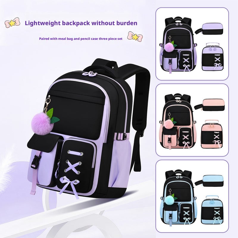 Fashion 3-Piece School Backpack Set for Girls, Water-Repellent, Large Capacity - Image 2