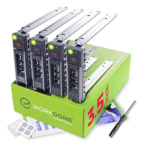 WORKDONE 4-Pack - 3.5 inch Hard Drive Caddy - Compatible for Dell PowerEdge Selected 16th-14th Gen. Servers - with Detailed Installation Manual - Sled Front Sticker Labels - Screwdriver - Image 1
