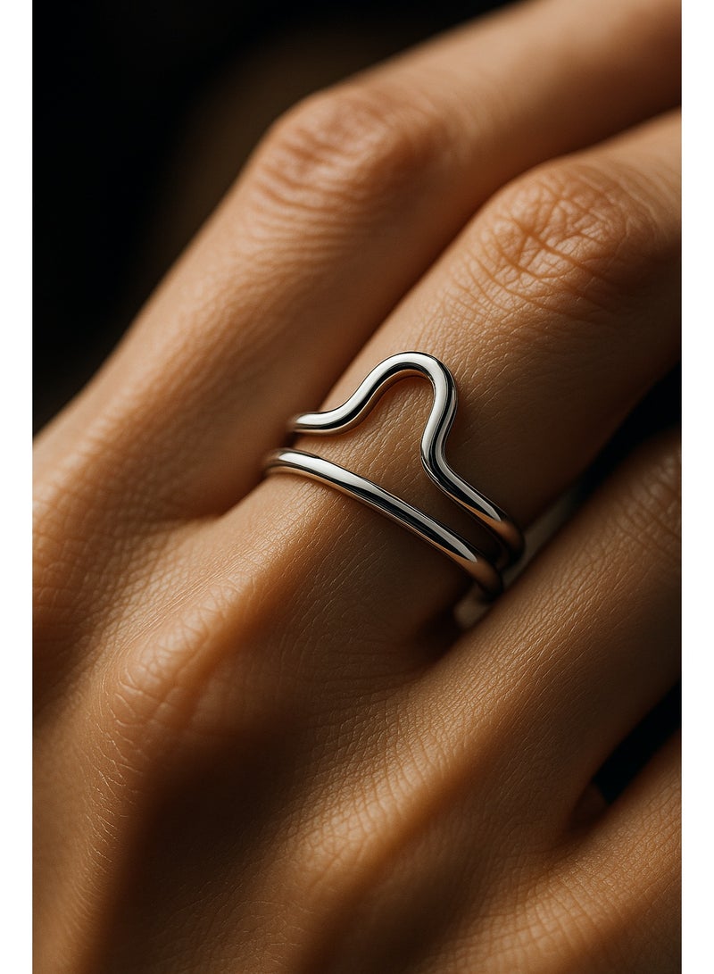 ثري دايموندز خاتم فضي بعلامة برج الميزان - هدية أنيقة للنساء بطبقة من البلاتين والروديوم مجوهرات الأبراج - Image 3