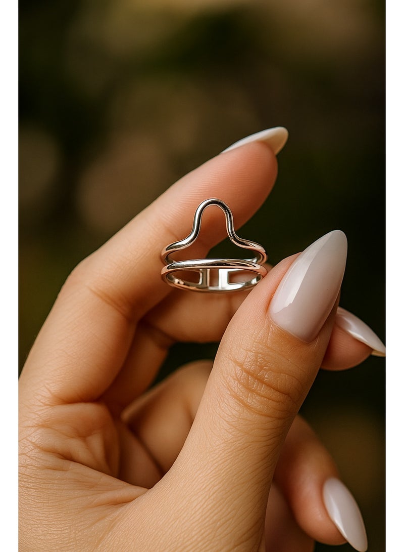 ثري دايموندز خاتم فضي بعلامة برج الميزان - هدية أنيقة للنساء بطبقة من البلاتين والروديوم مجوهرات الأبراج - Image 2